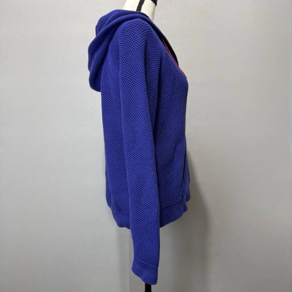 Lauren Ralph Lauren Waffle Knit Hoodie Womens Sz S Purple Blue Drawstring Bold - Picture 4 of 9
